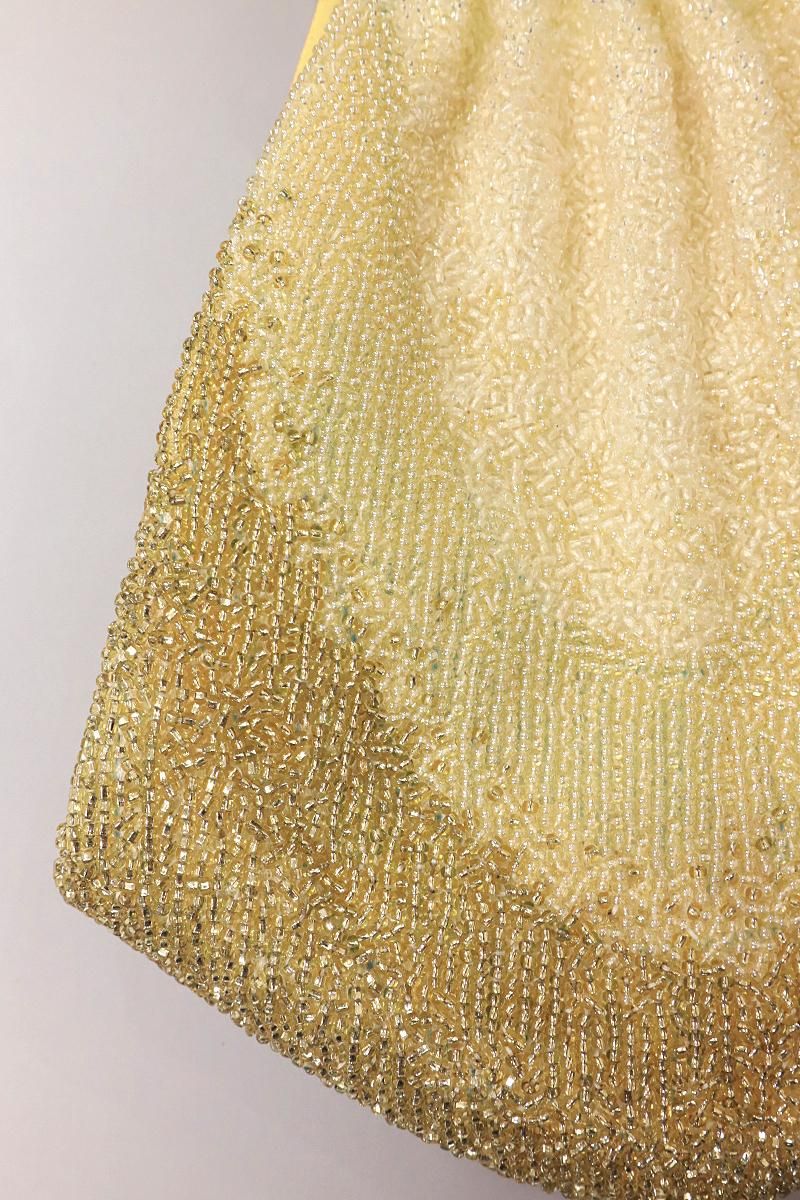 銀座【G-2754】ビーズ刺繍 バッグ 抽象文 金色×象牙色 - 銀座きもの