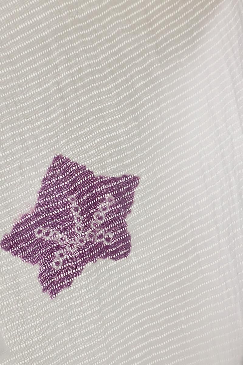 G-3065】衿秀製 近江麻織 帯揚げ 桔梗 白色×紫色 - 銀座きもの青木