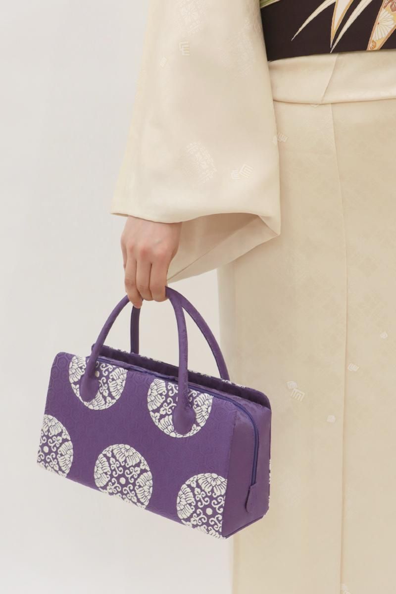 G-3093】利休バッグ 江戸紫色 有職文 - 銀座きもの青木｜長く大切に着