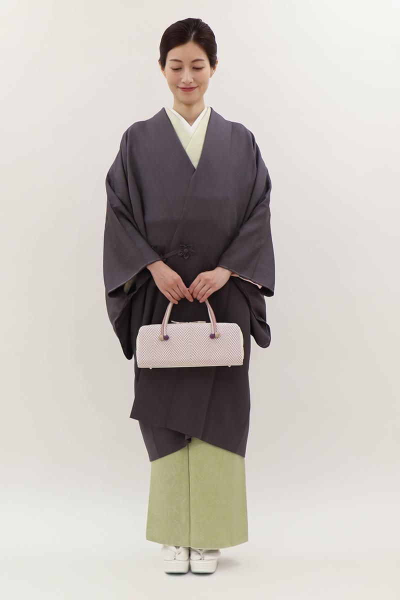 G-3132】衿秀製 利休バッグ 組織りに苧環 紫色系×金色 - 銀座きもの