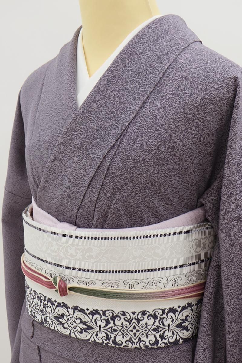 銀座【C-3155】染一ッ紋 単衣 両面染め 江戸小紋 藤鼠色 開運招福