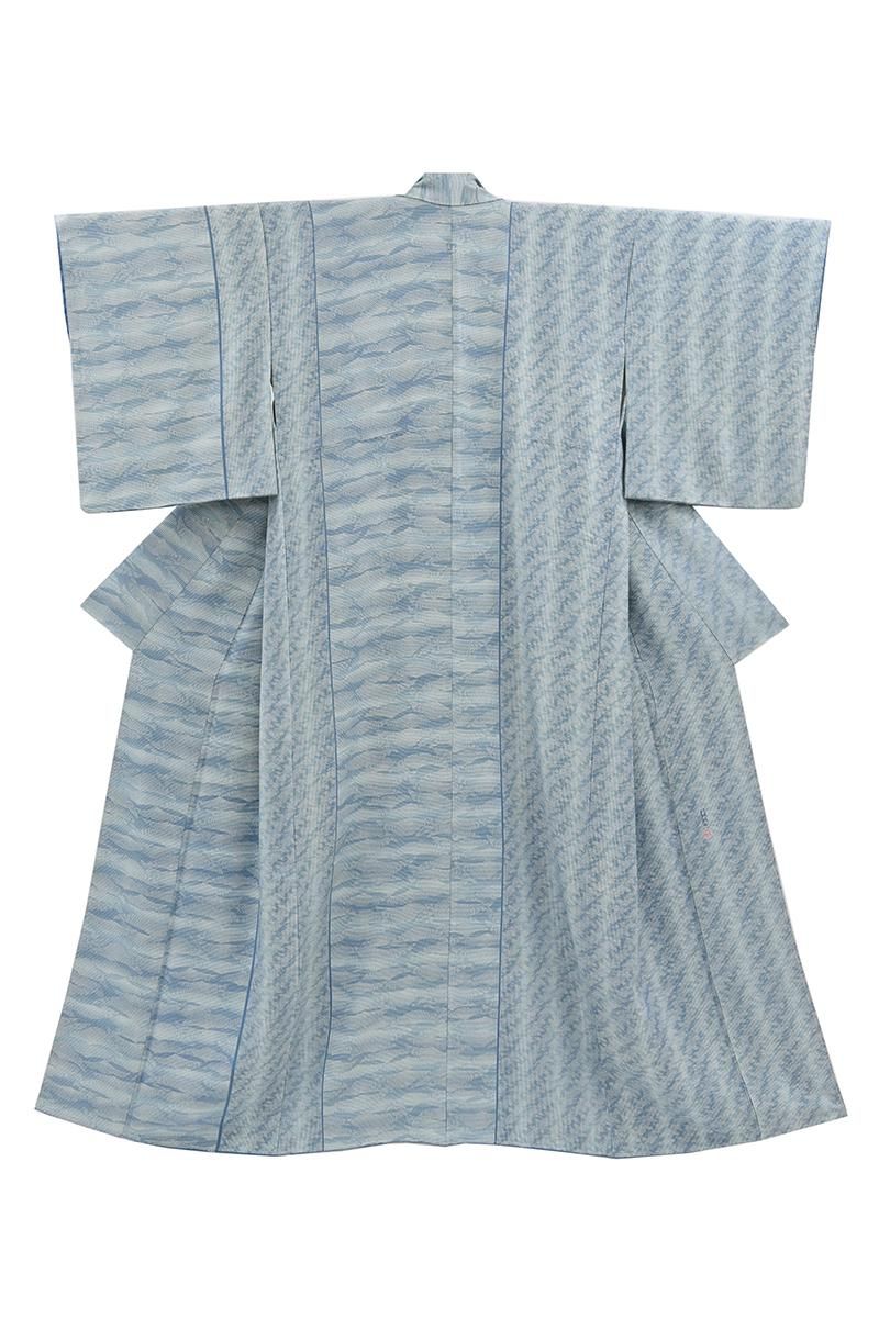 銀座【B-4317】日本工芸会正会員 坂口幸市作 染一ッ紋 付下げ 浅縹色