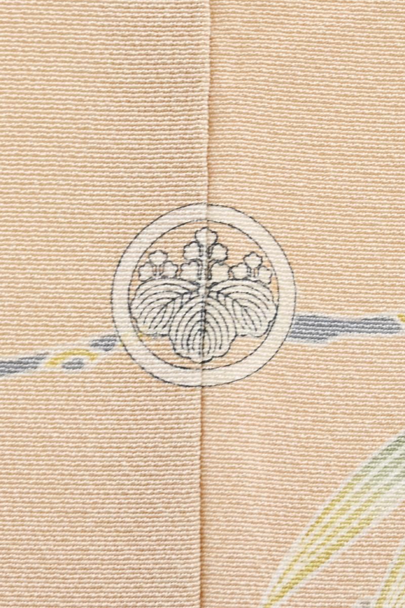 銀座【B-4344】清染居製 染一ッ紋 訪問着 赤白橡色 松竹梅の図（落款入