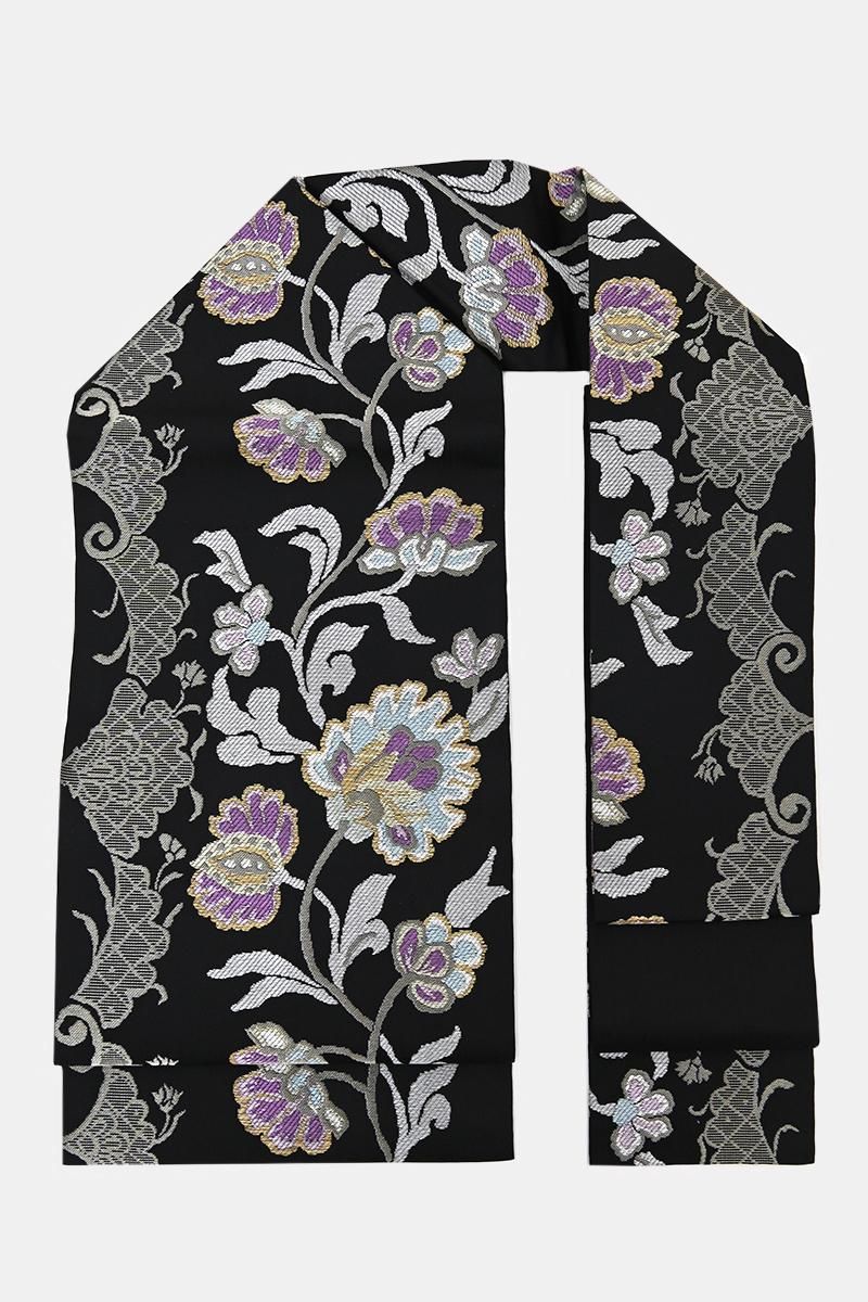 銀座【帯5925】西陣 帯屋捨松製 九寸名古屋帯「レース花文」（新品