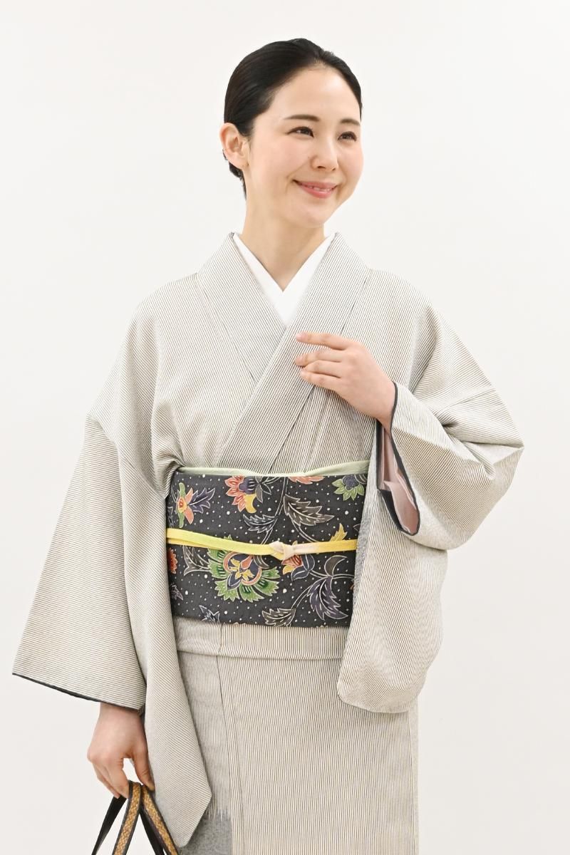 銀座【L-8743】紬地 洒落袋帯 紺滅色 唐花文 - 銀座きもの青木｜長く