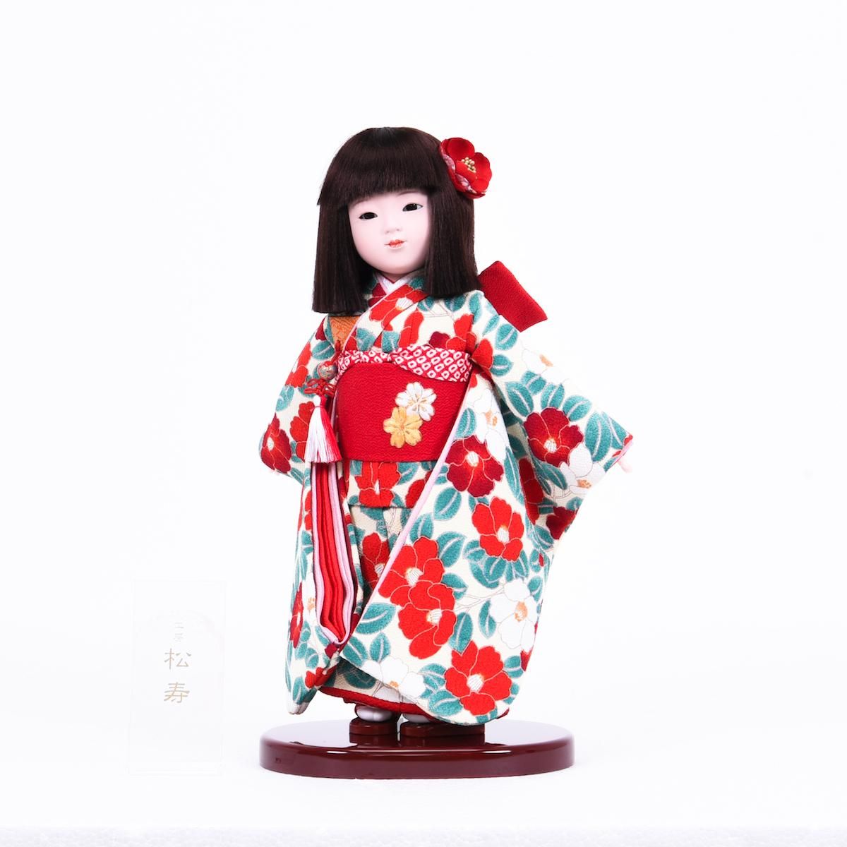 市松人形 単品/ケース入り 紅白椿 松寿