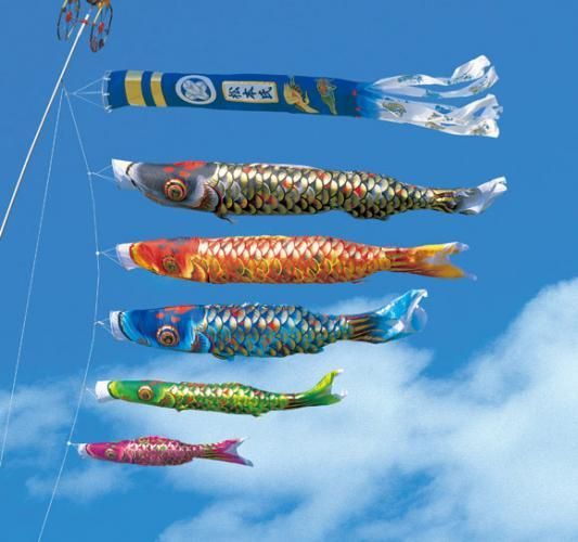 鯉のぼり 都錦鯉鶴亀吹流セット 3M6点セットより - 雛人形・五月人形の