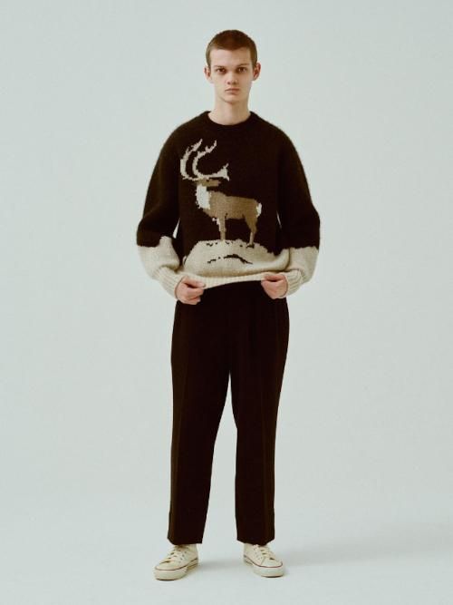 HERILL カシミヤ ジャカードセーター(トナカイ/ブラック)【ユニ