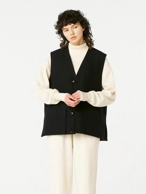 HERILL Cashmere linen mat Chimayo vest(Black)【ユニセックス