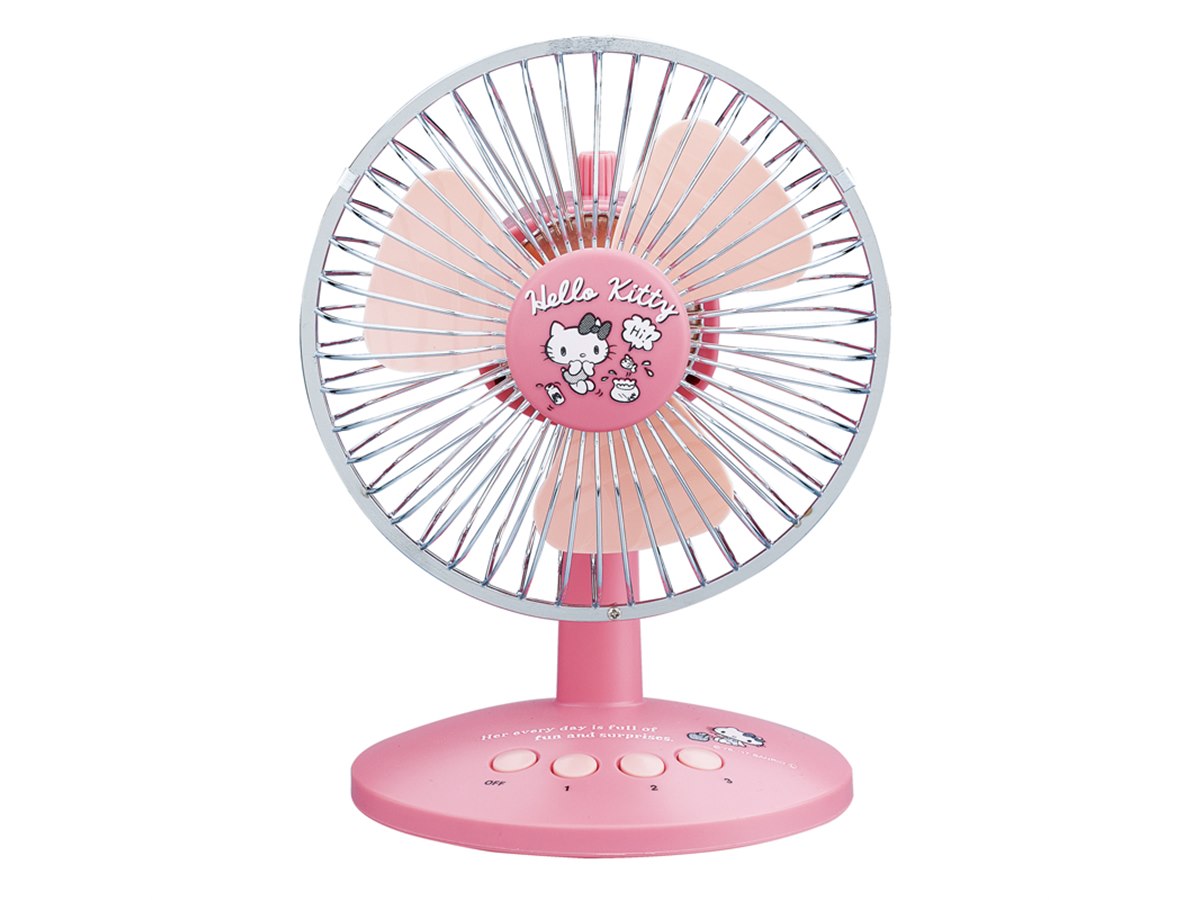 グリーンハウス、ハローキティやポムポムプリンのUSB首振り扇風機