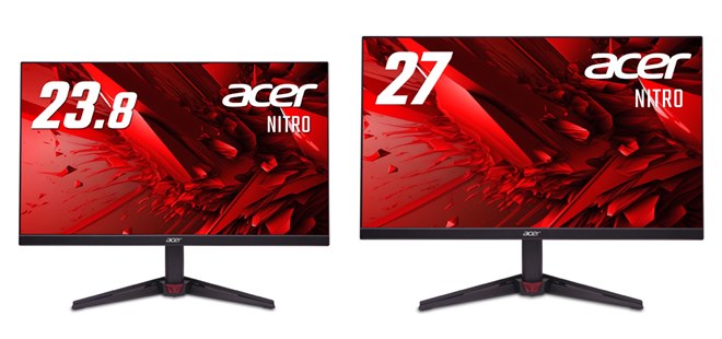 エイサー、フルHD・240Hz駆動に対応した23.8型/27型ゲーミングモニター