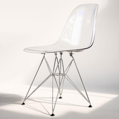 イームズ/ダイニングシェルサイドチェアDSR【クリア樹脂×クローム