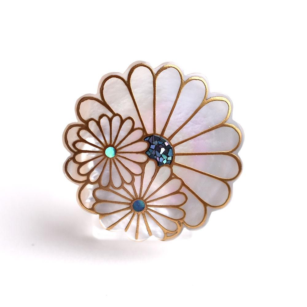 予約販売】菊蒔絵 白蝶貝ブローチ（型） - うるしアートはりや通販