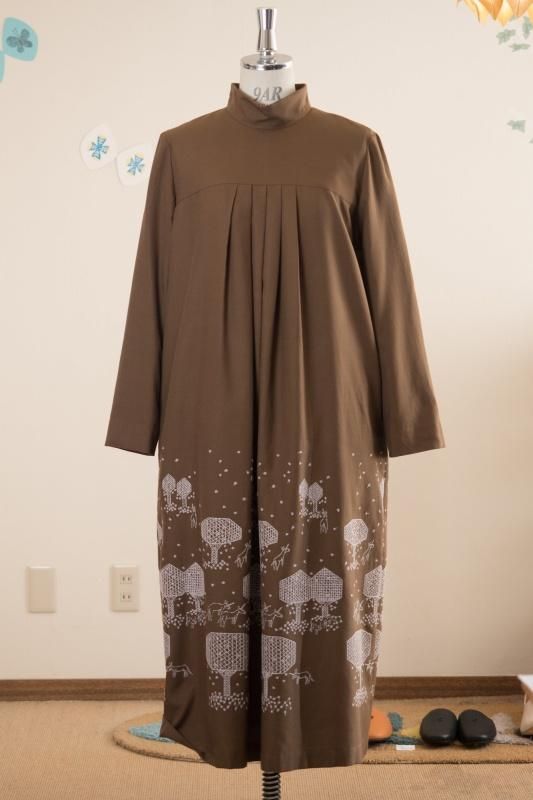 mina perhonen mori no hoshi スタンドカラーワンピース - ミナ