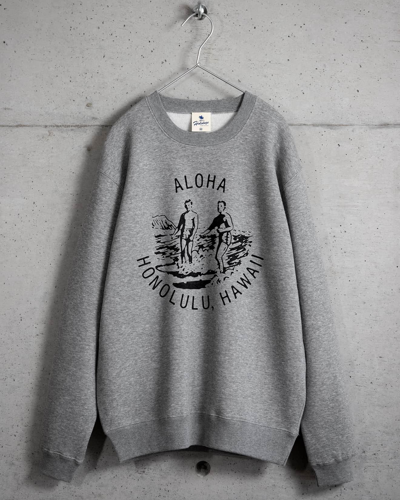 ALOHA HAWAII ユニセックス サーフ ロゴスウェット - グレー
