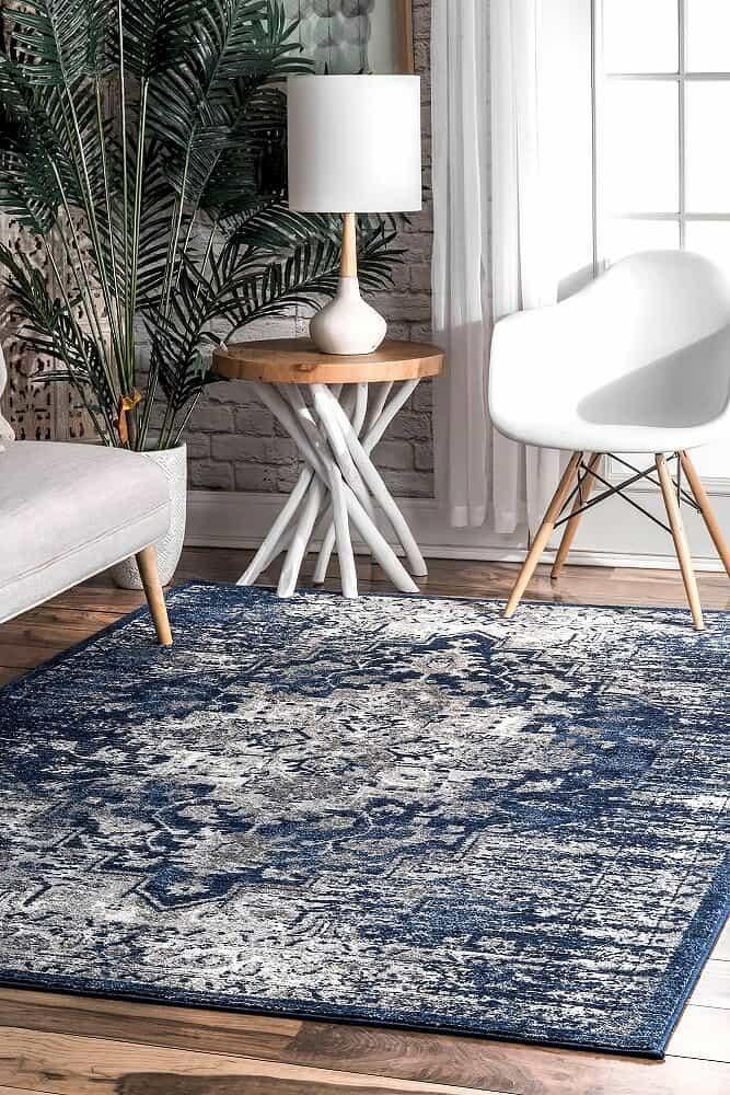 メダリオン柄ラグ | ネイビー - ラグ 絨毯 カーペット専門店｜IERUG