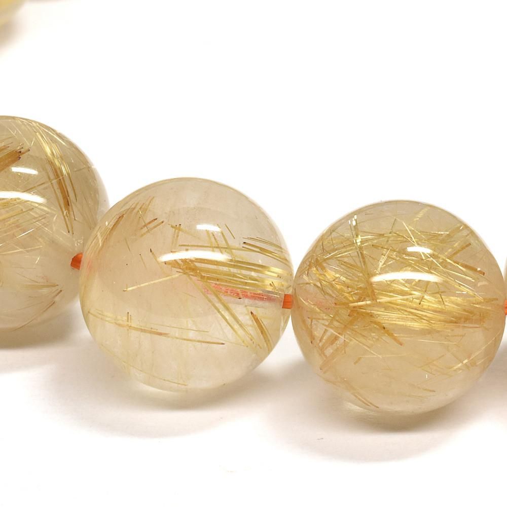 ゴールドルチルクォーツ ブレスレット 13-13.5mm #QJ010 - プレミアム