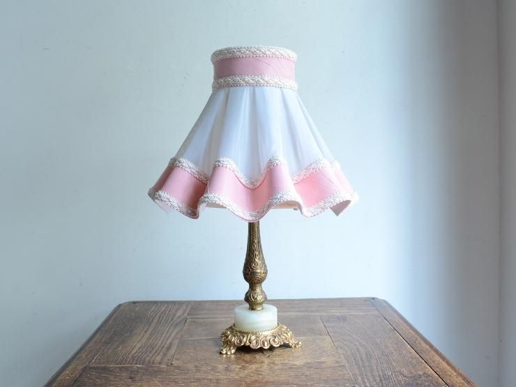 ヴィンテージ フリルシェード テーブルランプ（H34cm）｜アンティーク