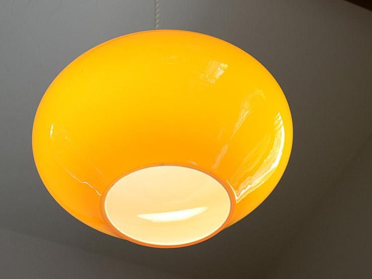 ヴィンテージ オレンジ色ガラスペンダントランプ｜アンティーク照明