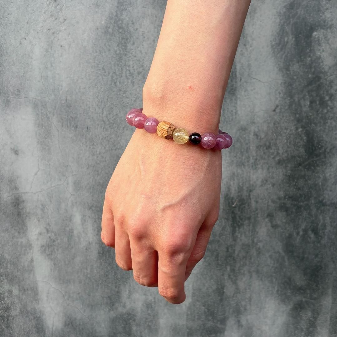 おまもりブレス｜ディープローズクォーツ×ガーネット