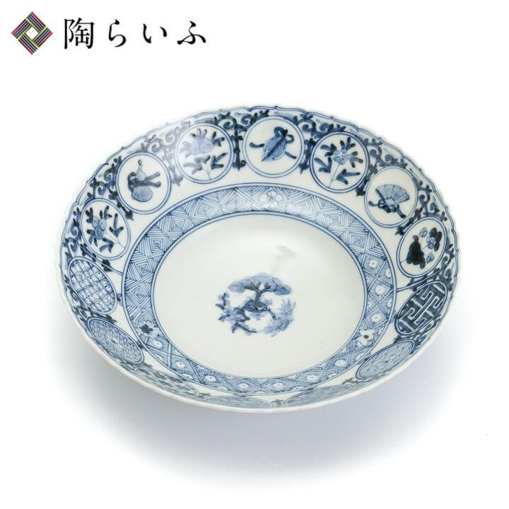 宮内庁御用窯】6号輪花鉢 丸紋松竹梅/山本長左