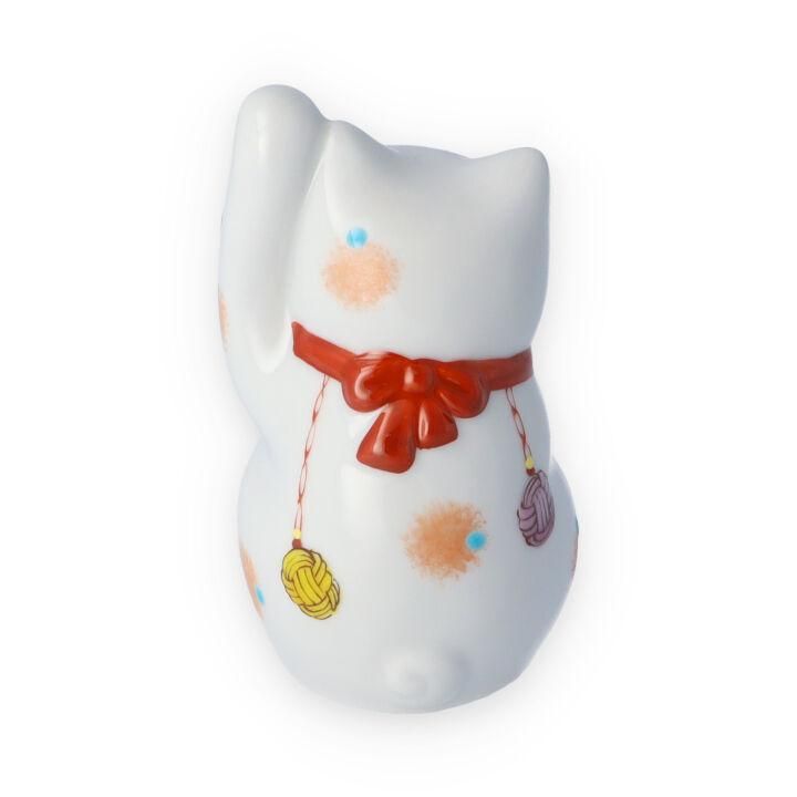 招き猫 水引 -結- 赤（左手） / 虚空蔵窯