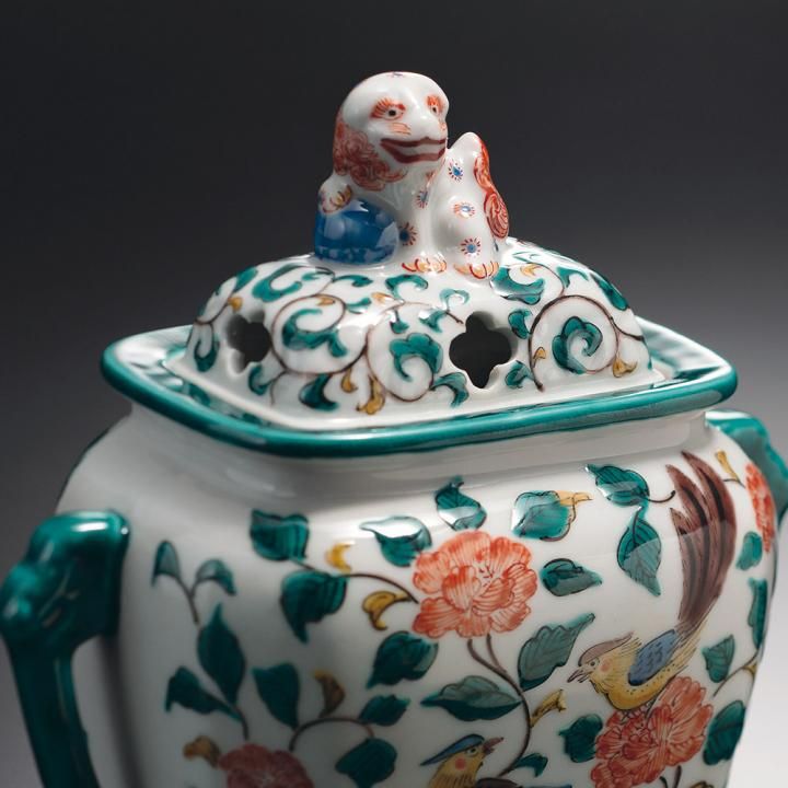 香炉 色絵花鳥絵変図 / 三ツ井為吉 桐箱紐通し入り - 和食器の通販なら