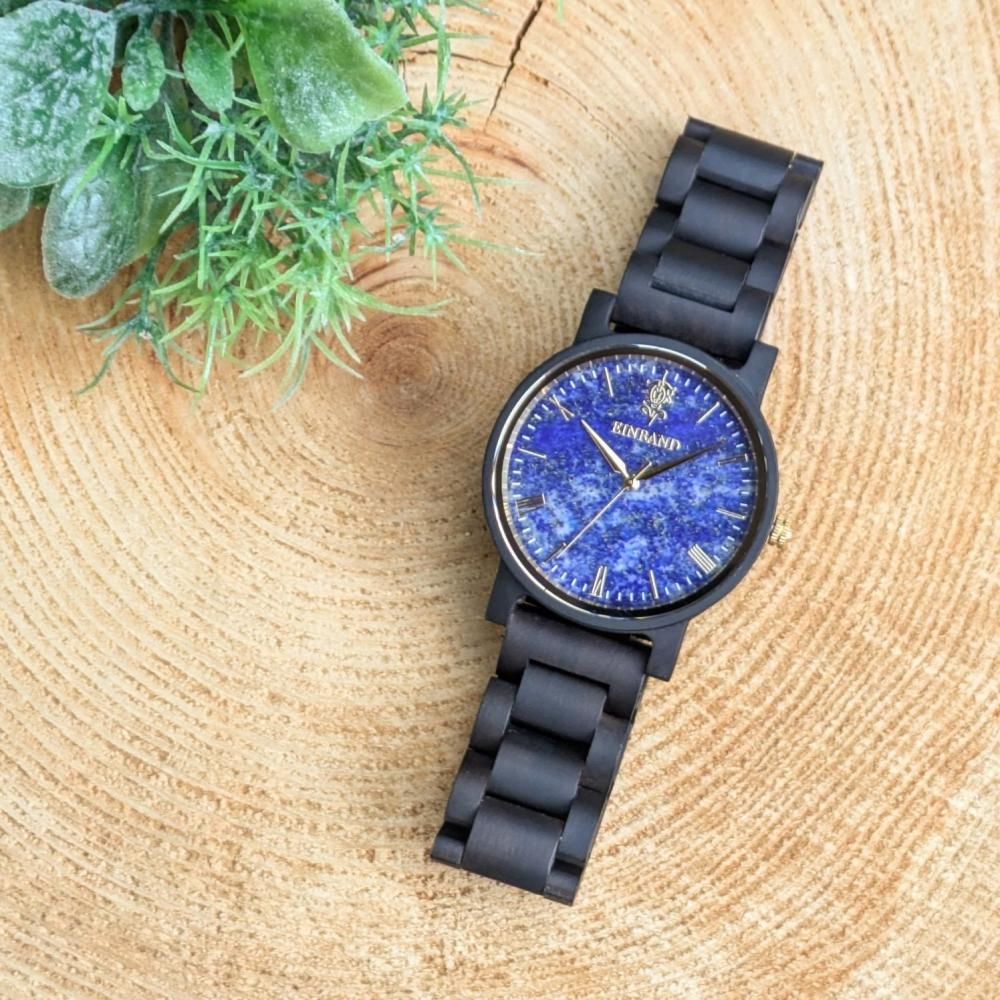 EINBAND Reise ラピスラズリ × サンダルウッド 木製腕時計 40mm - 木製