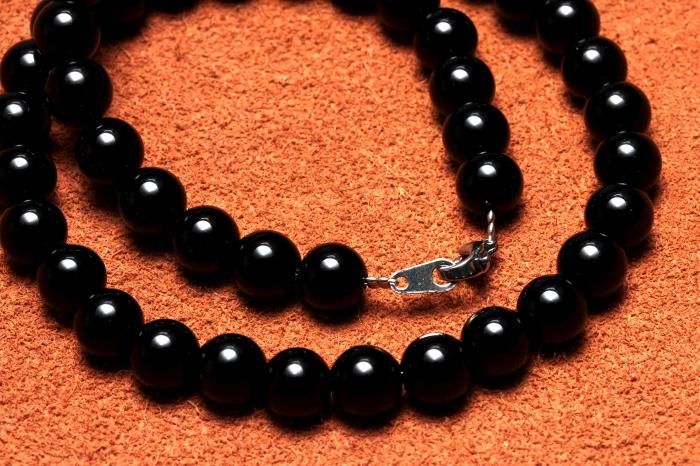 AAAランク】モリオン(黒水晶)ネックレス【ラウンド8mm玉】MORNE-002