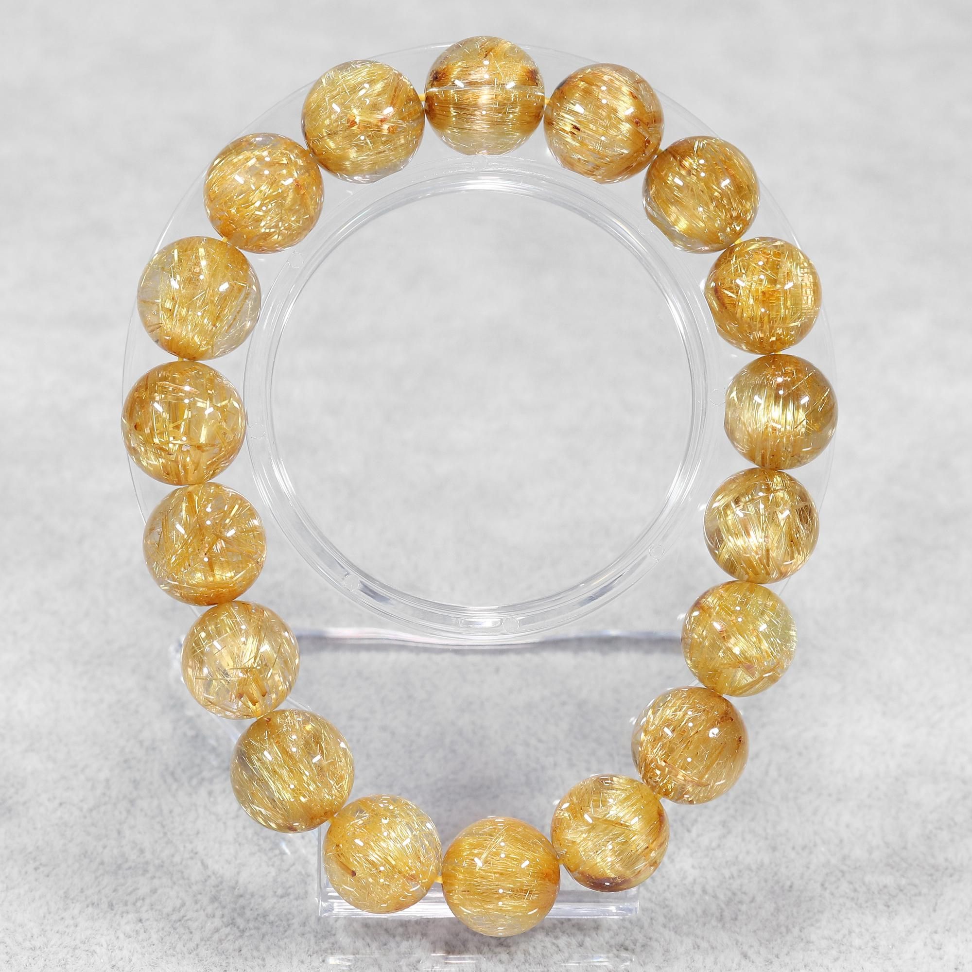 高品質+】タイチンルチルクォーツ 12mm～12.5mm玉 ブレスレット(型番