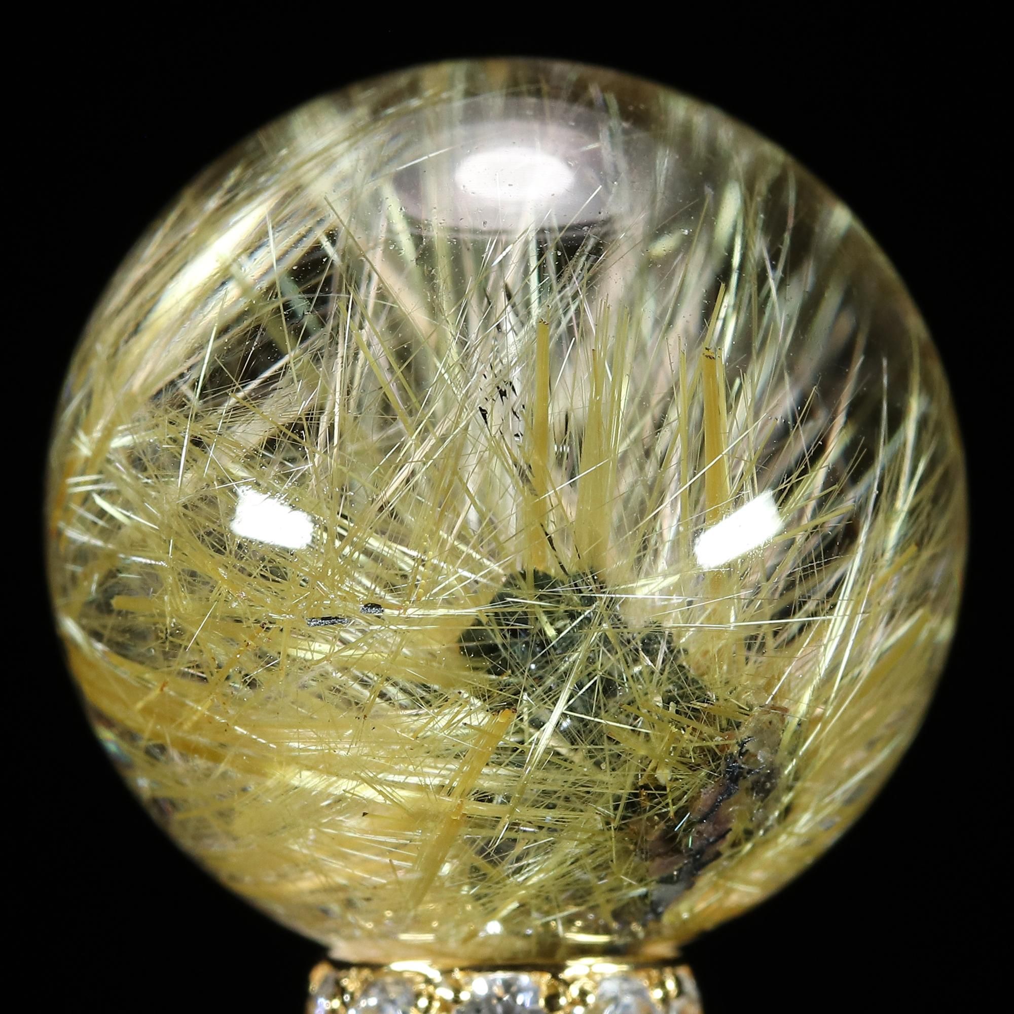 太陽放射ルチルクォーツ Φ18.8mm 粒(通し穴あり) (型番bs1319)