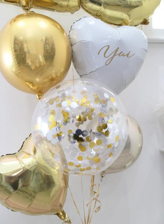 バルーン】66cm ナンバーブーケ ホワイトゴールド(2ケタ)(名入れ・文字