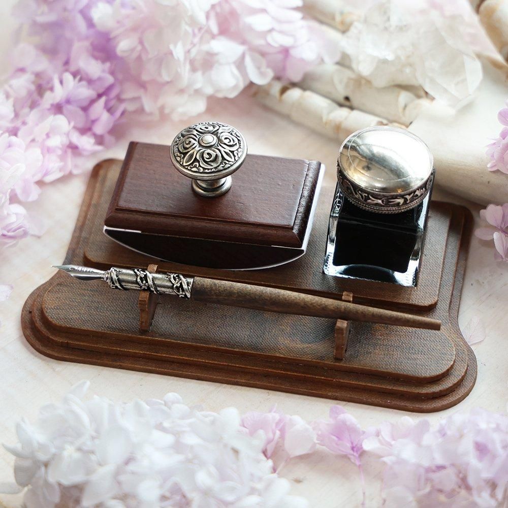 木製台座付き ライティングセット - 海福雑貨通販部