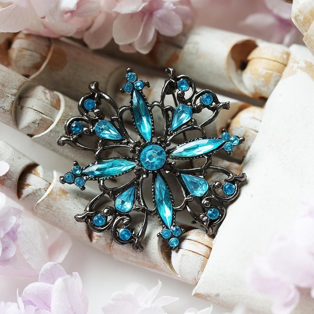 水色硝子のブローチ - 海福雑貨通販部