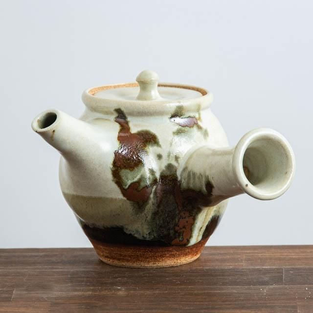 佐久間藤太郎窯 益子焼 白釉掛合柿流急須｜陶器 作家物 器 うつわ