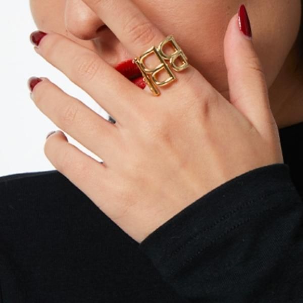 大特価】ゴールド Bロゴ Bデザイン Bリング Bモチーフ ワイドリング