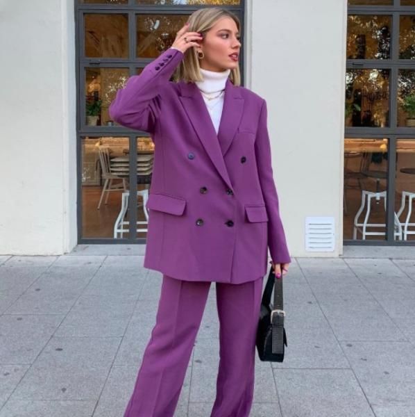大特価】パープル ダブルボタン ダブルブレスト テーラードジャケット