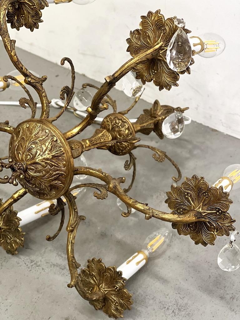 1960's スペイン製 ヴィンテージ ゴールドフレーム 6灯 シャンデリア