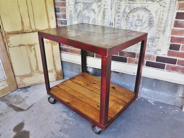 ヴィンテージ レッド アイアン ワゴン - アンティーク、ビンテージの