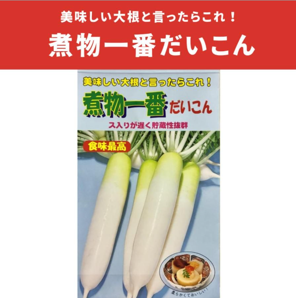 煮物一番だいこん大根 種 9ml だいこん ダイコン - 株式会社米三