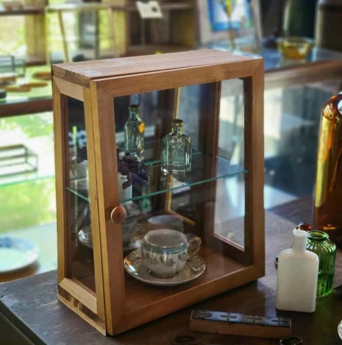 ガラスショーケース・2段ショーケース・木製ケース・アンティーク調