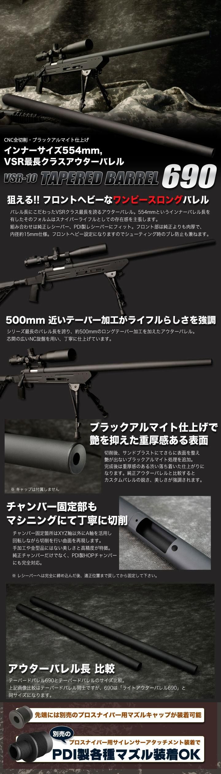 テーパードバレル690 / 東京マルイ VSR-10用 - PDI製品取扱店 『X-FIRE』