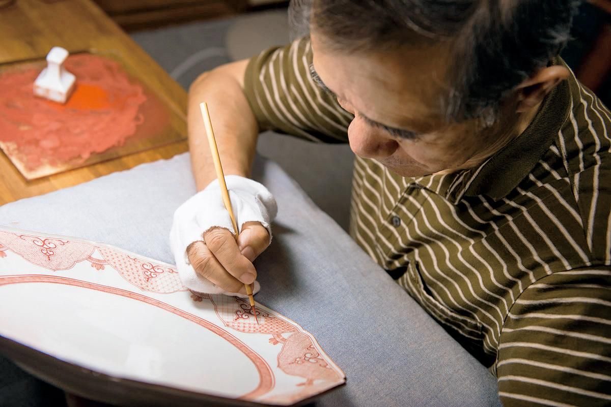 香合 赤絵山水文／福島武山 【限定品】