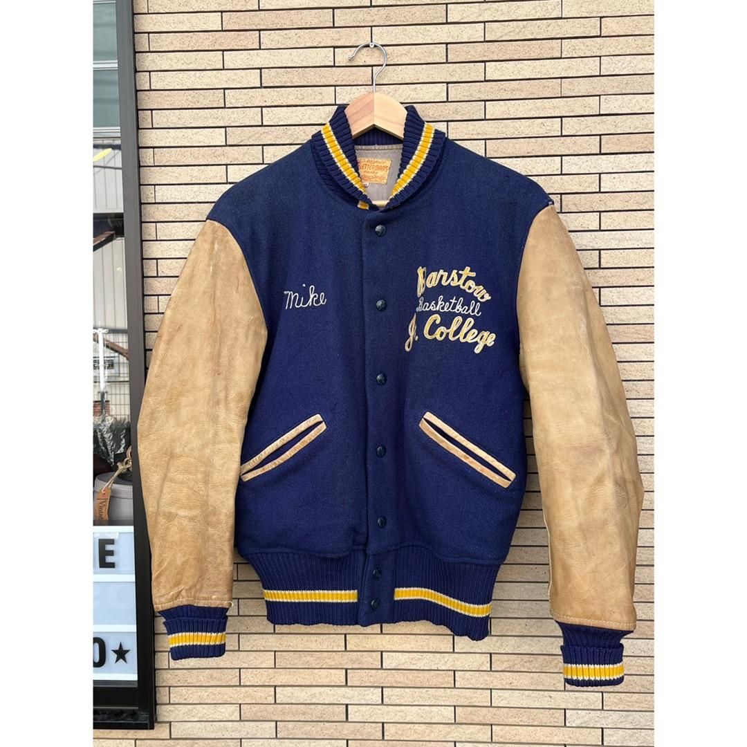 1950's Whiting Company スタジャン ネイビーブルー×ベージュ | Fresno