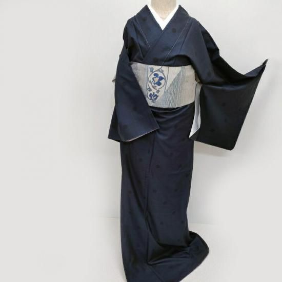 大島紬 天然藍染 佐藤昭人 大臣指定工芸品 水玉紋 純絹手織り本場奄美