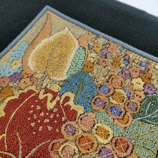 貴久樹 名古屋帯 刺繍 オリエンタルフラワー カジュアル八寸名古屋帯