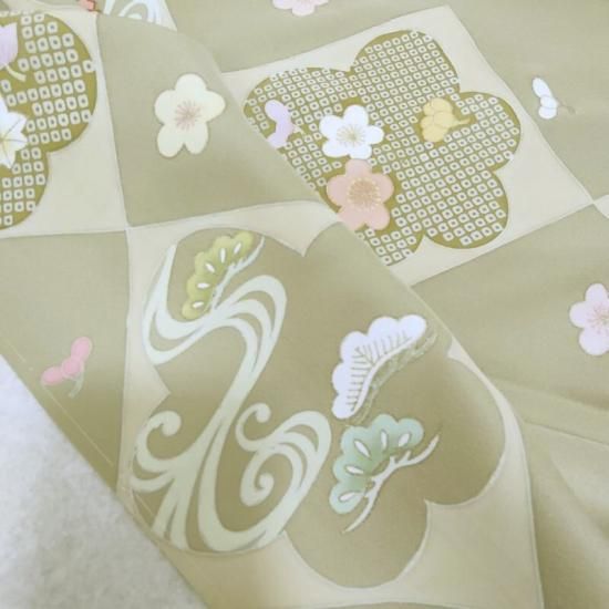 付け下げ 作家物 本加工友禅染め 菱格子に梅襲花紋 式事 フォーマル