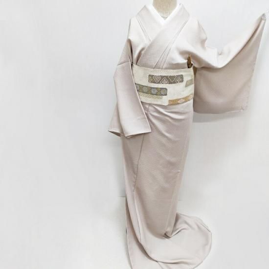 色無地 紋意匠織 七宝紋 枯野色 フォーマル 式事 茶道着物 御仕立上り