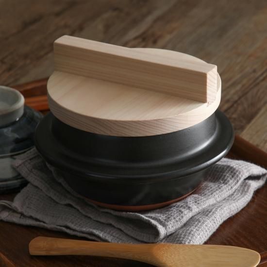 日常茶飯器 羽釜土鍋 1合用 ごはん鍋 はがま お釜 炊飯土鍋 木蓋 万古