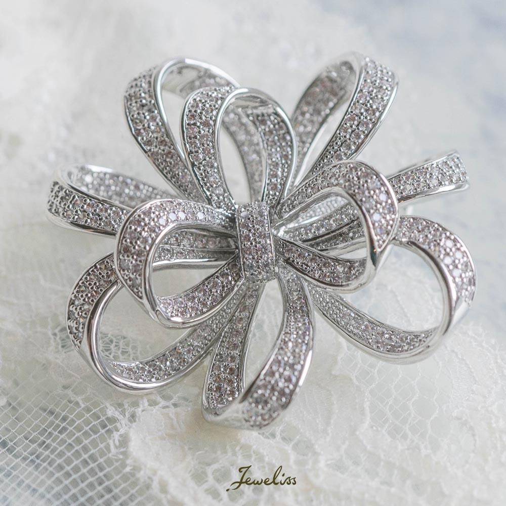 Jeweliss ヴィクトリアーノ クリスタル リボン ブローチ ジュエリス